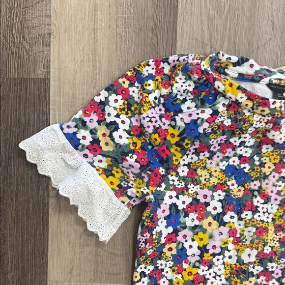 🍁Floral Short Sleeve Dress with Lace Trim - Picture 3 of 3